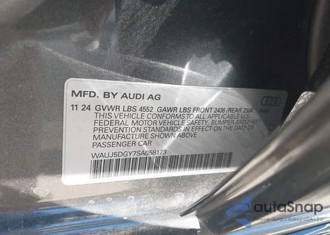 2025 Audi S3 Prestige Tfsi Quattro S Tronic from USA, damaged, VIN WAUJ5DGY7SA058173